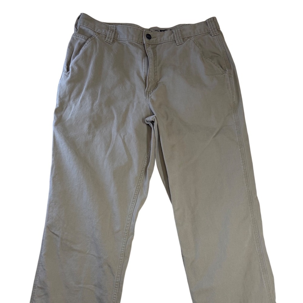 Carhartt Mens 34x34 Relaxed Fit Rugged Flex Canvas Work Pants Tan Khaki J3